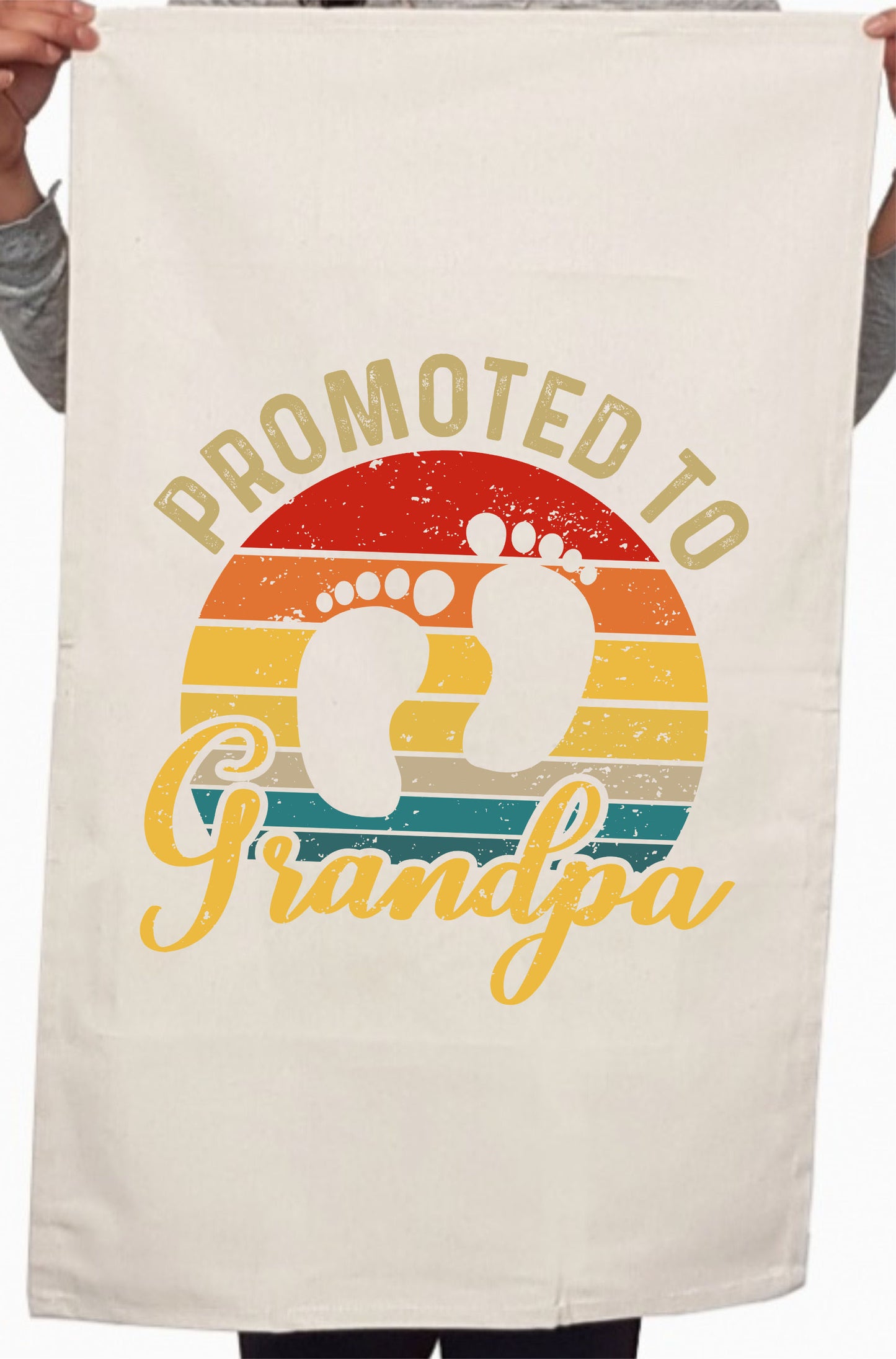 Promoted to Grandpa Custom Father's Day Kitchen Table Tea Towel