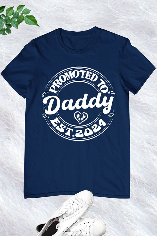 Promoted To Est. 2024 Fathers Day Custom Short Sleeve Best Dad T-Shirt