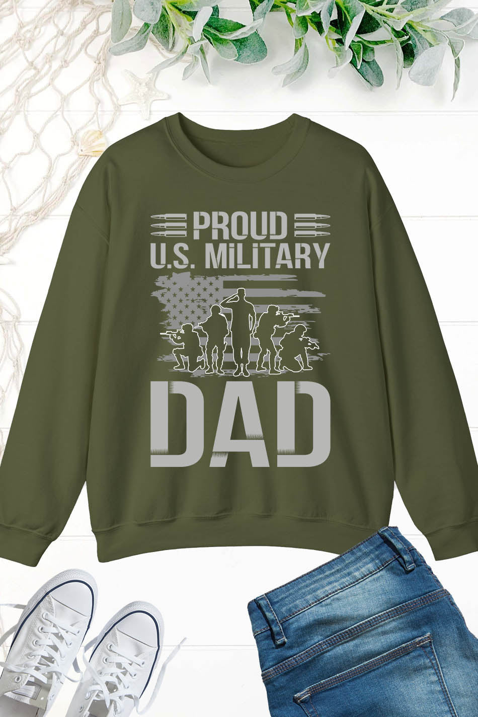 Proud US Military Dad Veteran Day Sweatshirt