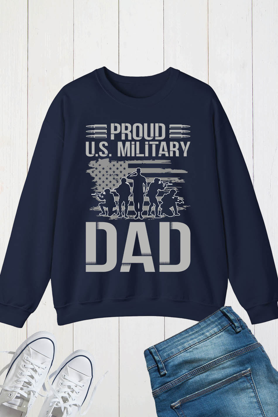 Proud US Military Dad Veteran Day Sweatshirt