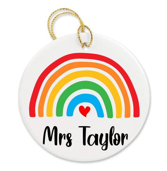 Personalized Rainbow Cute Teacher Appreciation Custom Thank You Ornament