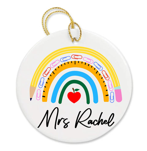 Personalized Rainbow Teacher Appreciation Custom Thank You Shopping Gift Ornament