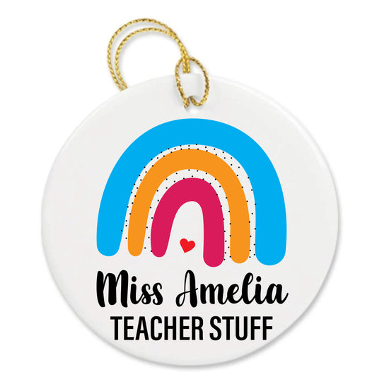 Personalized Rainbow Teacher Staff Appreciation Custom Thank You Ornament