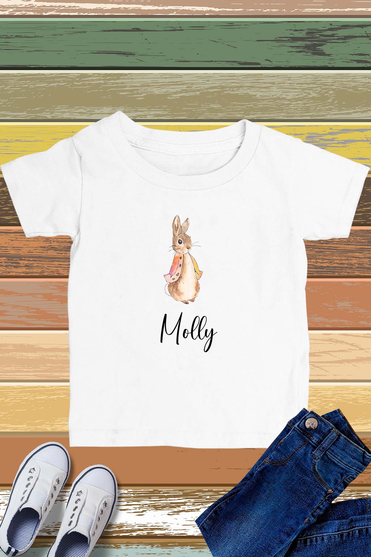 Personalized Rabbit Girl Name Kids T Shirt