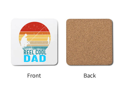 Awesome Reel Cool Dad Fishing Keychain Custom Father's Day Coaster