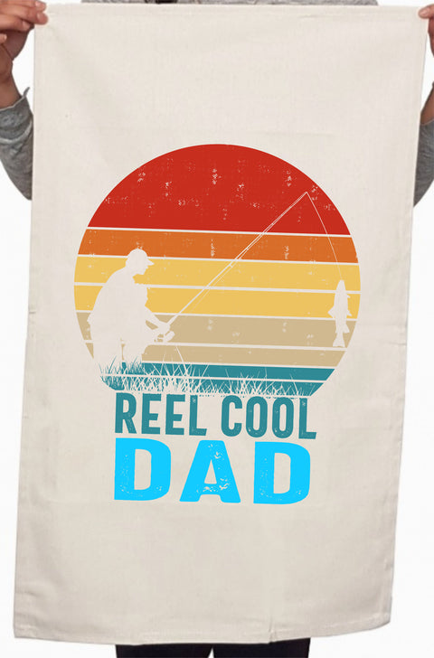 Awesome Reel Cool Dad Fishing Keychain Custom Kitchen Table Tea Towel