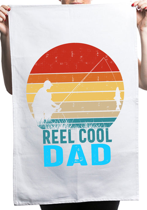 Awesome Reel Cool Dad Fishing Keychain Custom Kitchen Table Tea Towel
