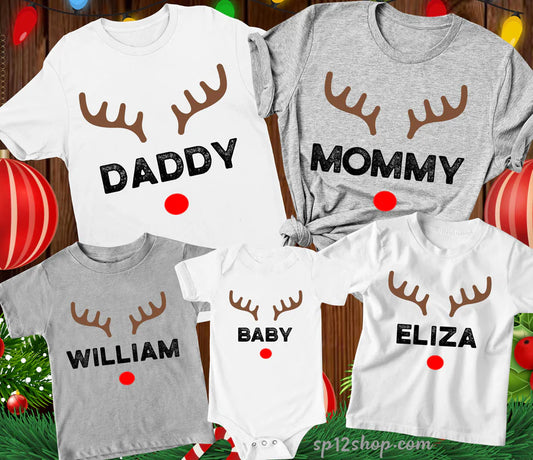 Christmas Reindeer Family T Shirt
