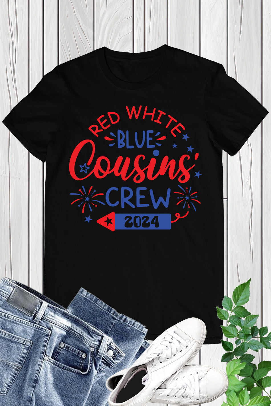 Red White Blue Family 4th Of July Family Crew Independence T-Shirts