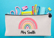 Teacher Appreciation Custom Rainbow Thank You Pouch Bag Pencil Case