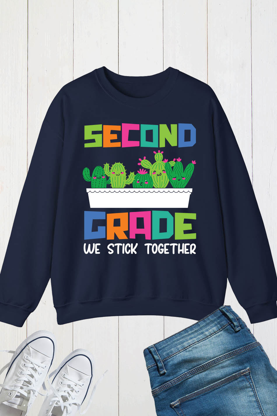 2nd Grade We Stick Together Teacher Sweatshirt