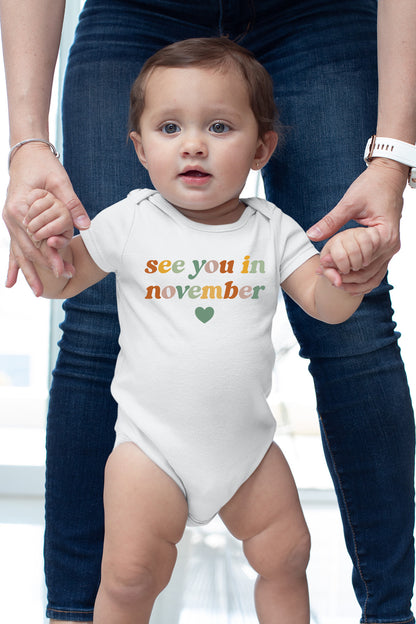 Personalized See You Month Name Baby Bodysuit
