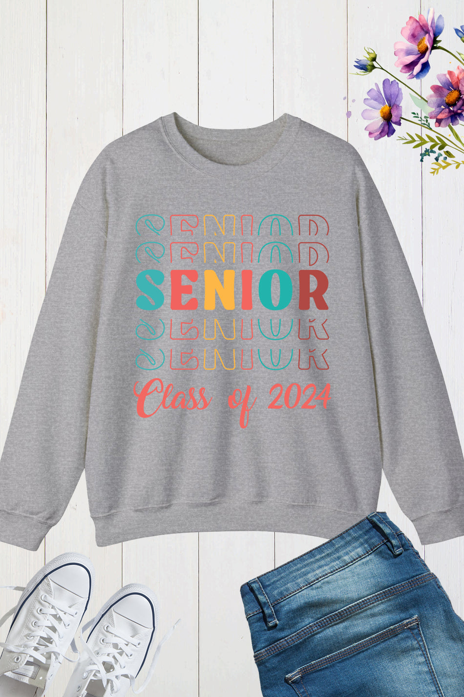 Senior Retro Class of 2024 Graduation Sweatshirt