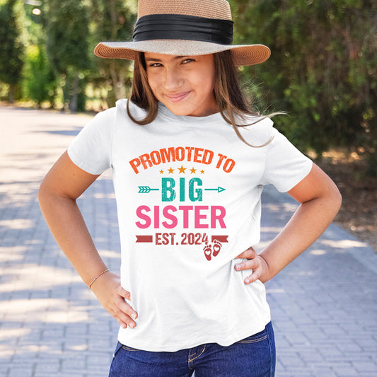 Promoted to Big Sister Shirt Est. 2024, Baby Announcement Tees