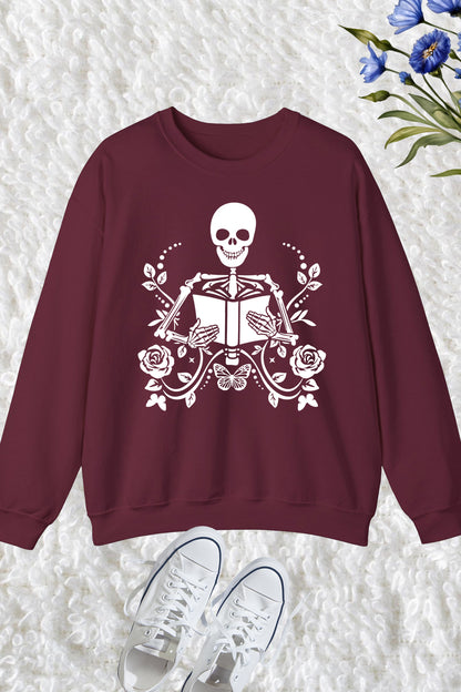 Skeleton With Book Trendy Sweatshirt