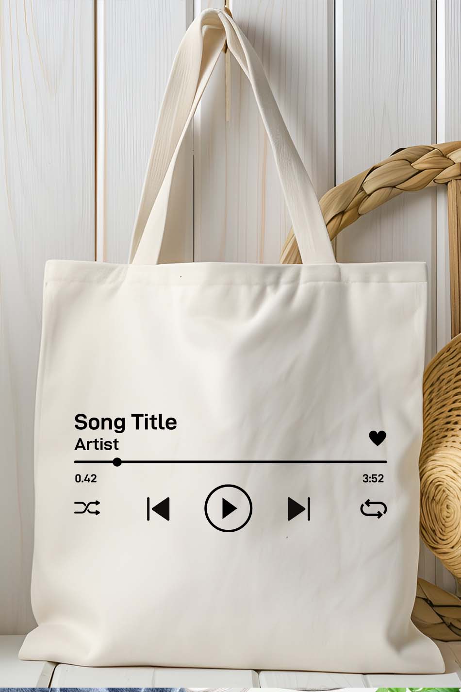 Custom Song Tote Bag Song Title and Artist Name Personalized Bag