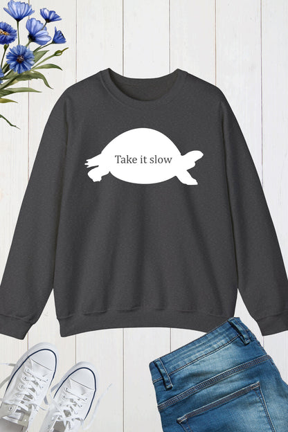 Take It Slow Spring Funny Turtle Sweatshirt