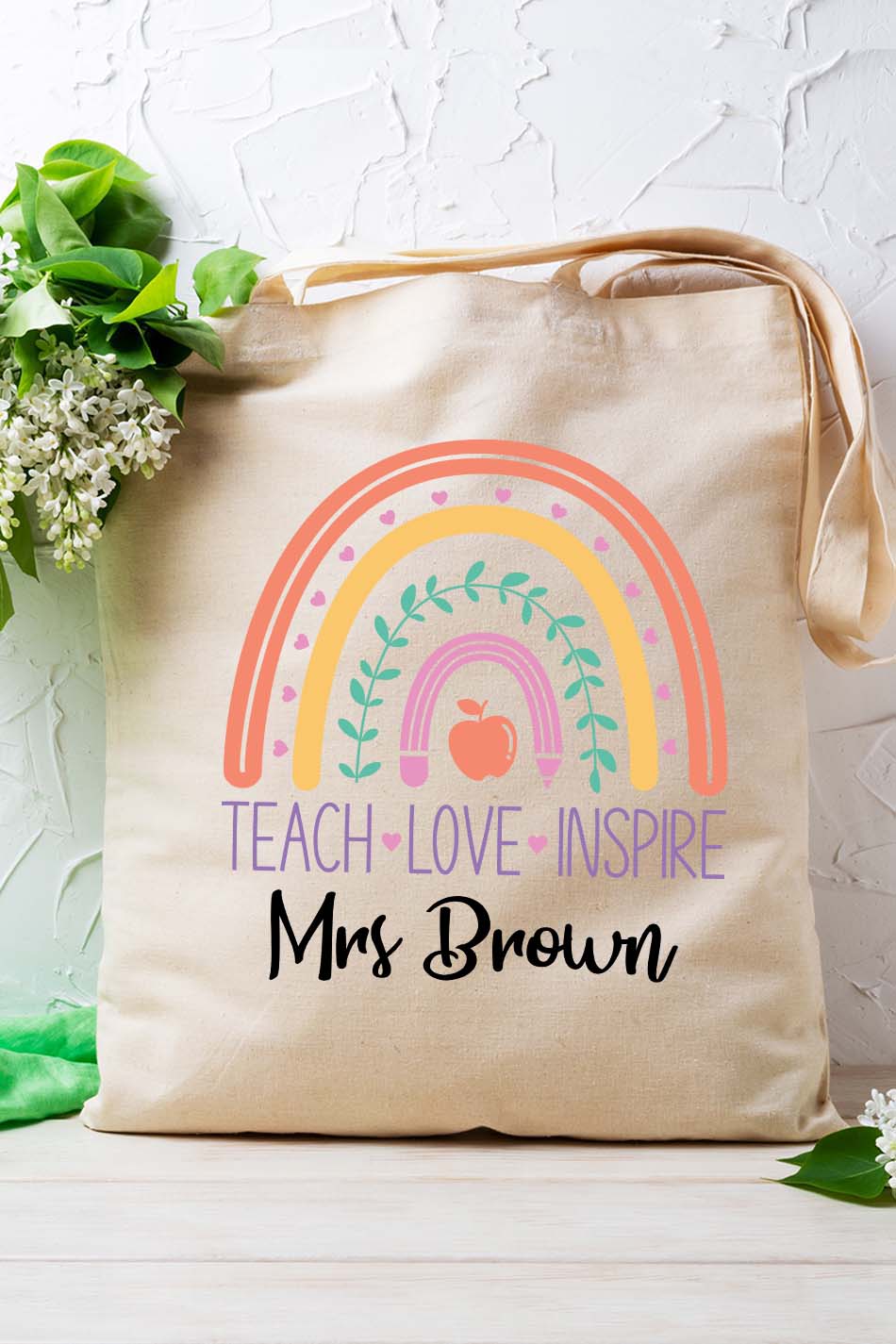 Teach Love Inspire Teacher Custom Tote Bag
