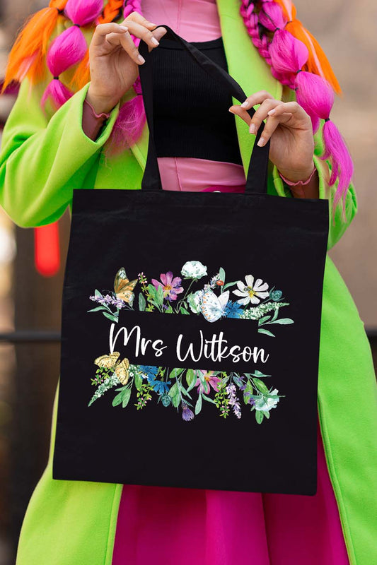 Personalized Wild Flower Tote Bag