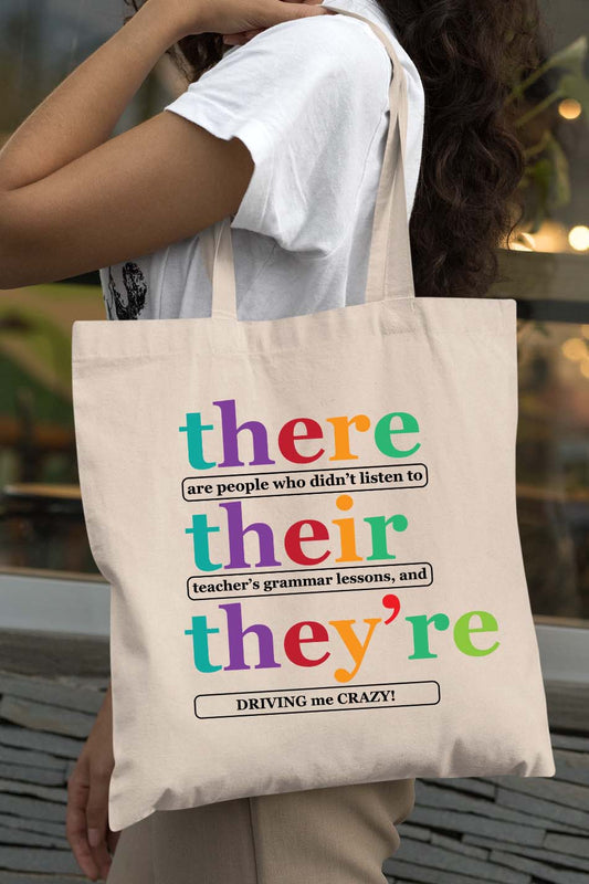 Their There They're English Teacher Tote Bag