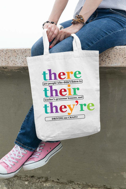 Their There They're English Teacher Tote Bag