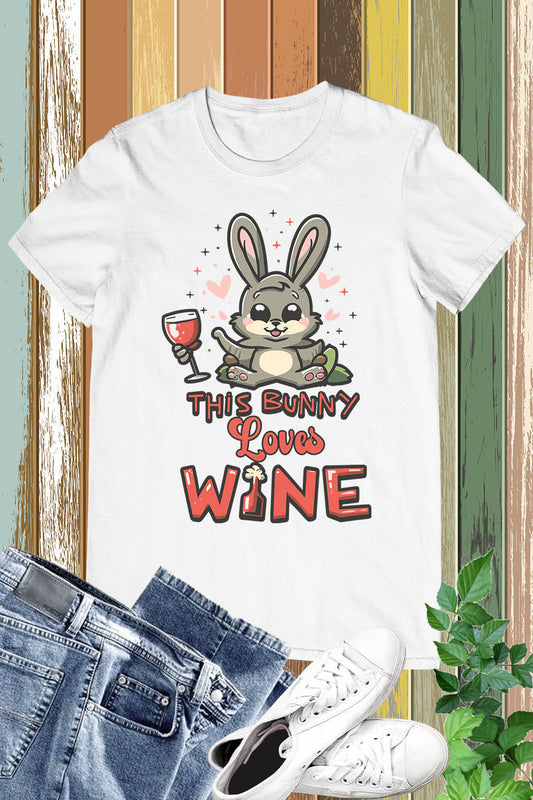 This Bunny Loves Wine Funny Easter Shirts