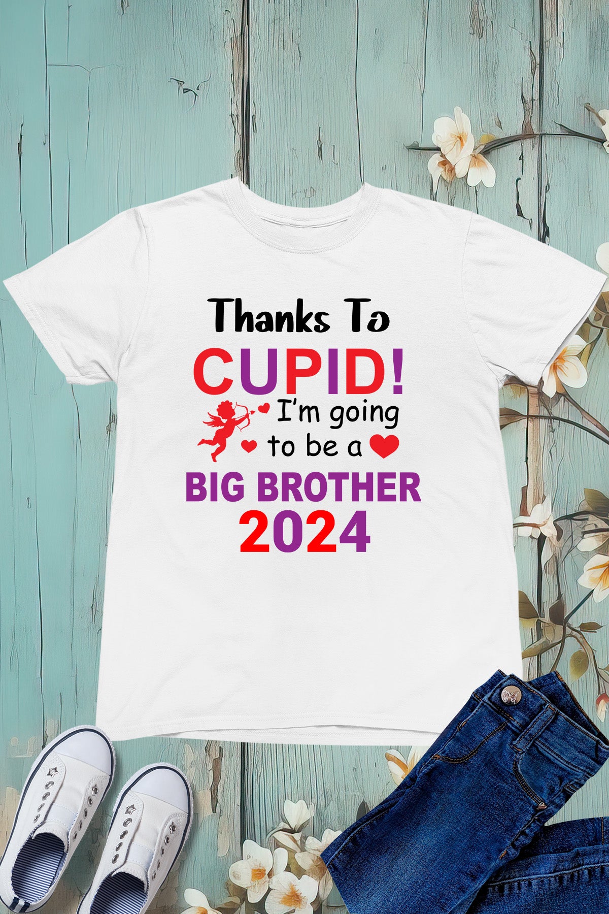 Thanks To Cupid I'm Going To be a Big Brother Kids T Shirt