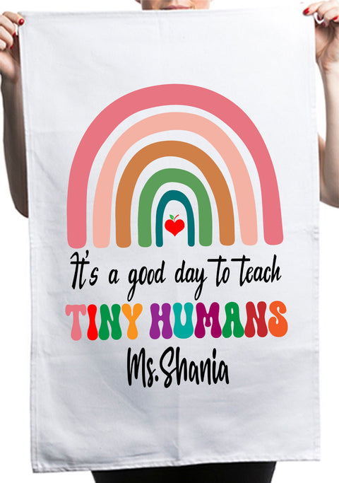 Teacher Appreciation Tiny Humans Custom Thank You Gifts Kitchen Table Tea Towel