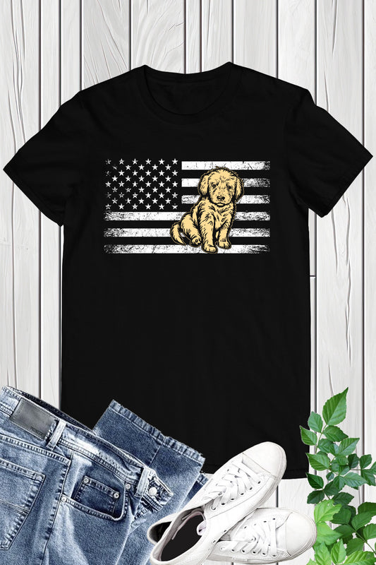 USA Flag with Golden Retriever Dog Shirt