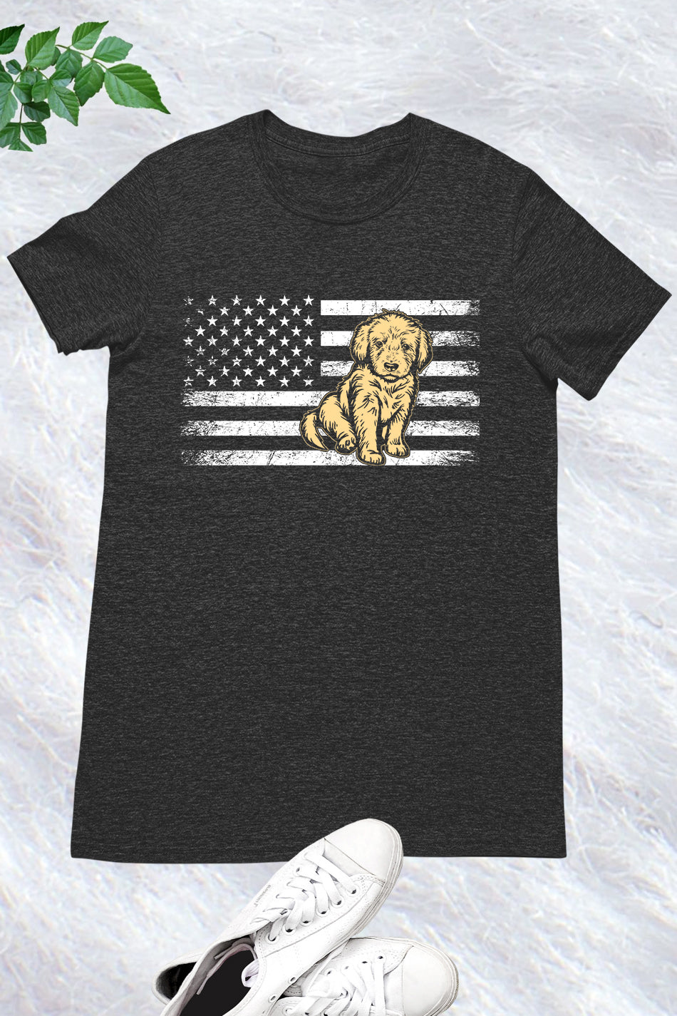 USA Flag with Golden Retriever Dog Shirt