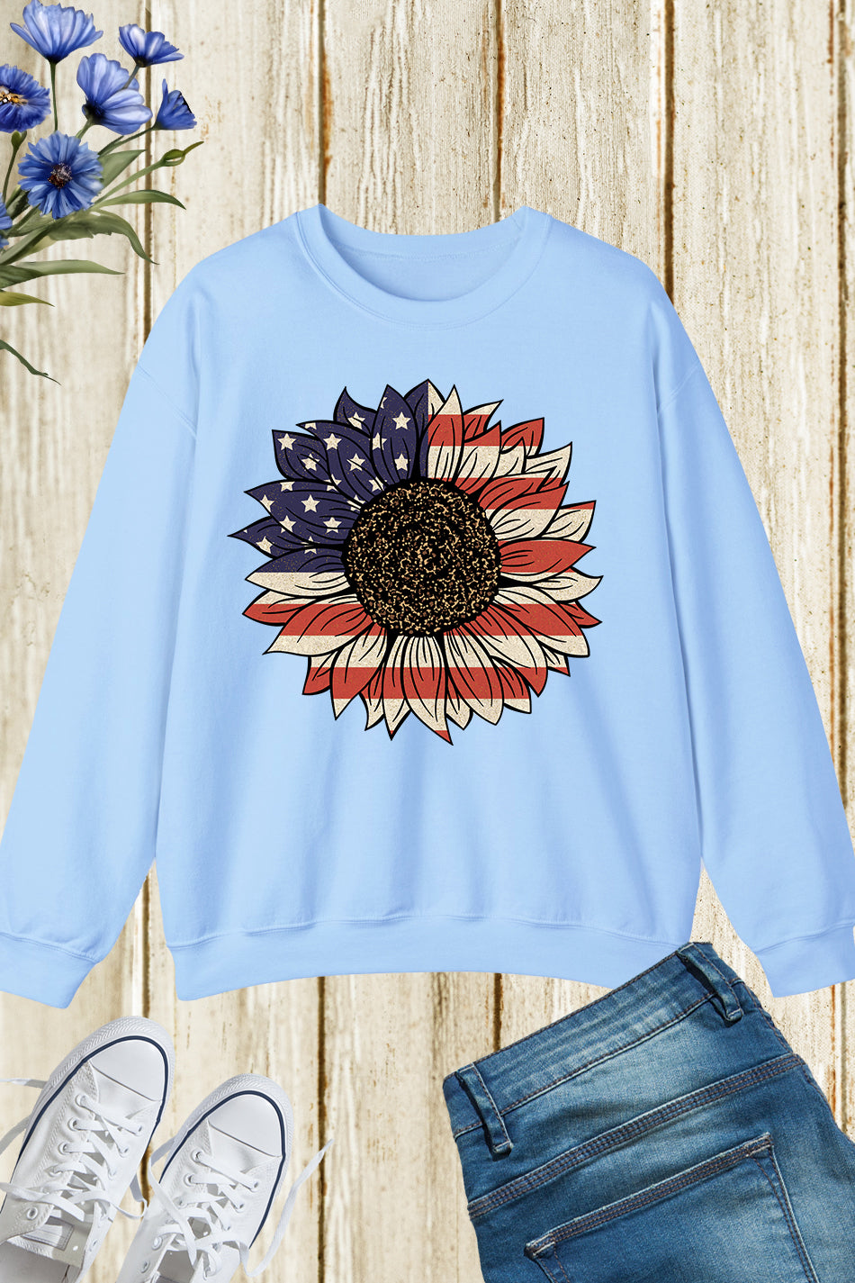 America Sunflower Memorial Day Sweatshirts