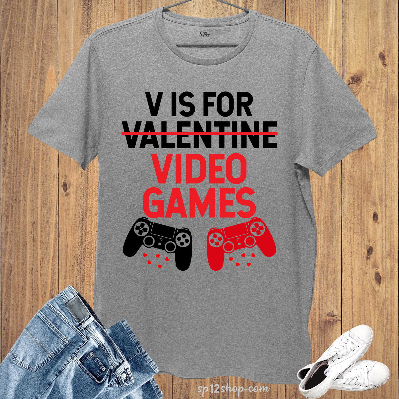 V Is For Video Games Funny Valentines Day Gamer T Shirt