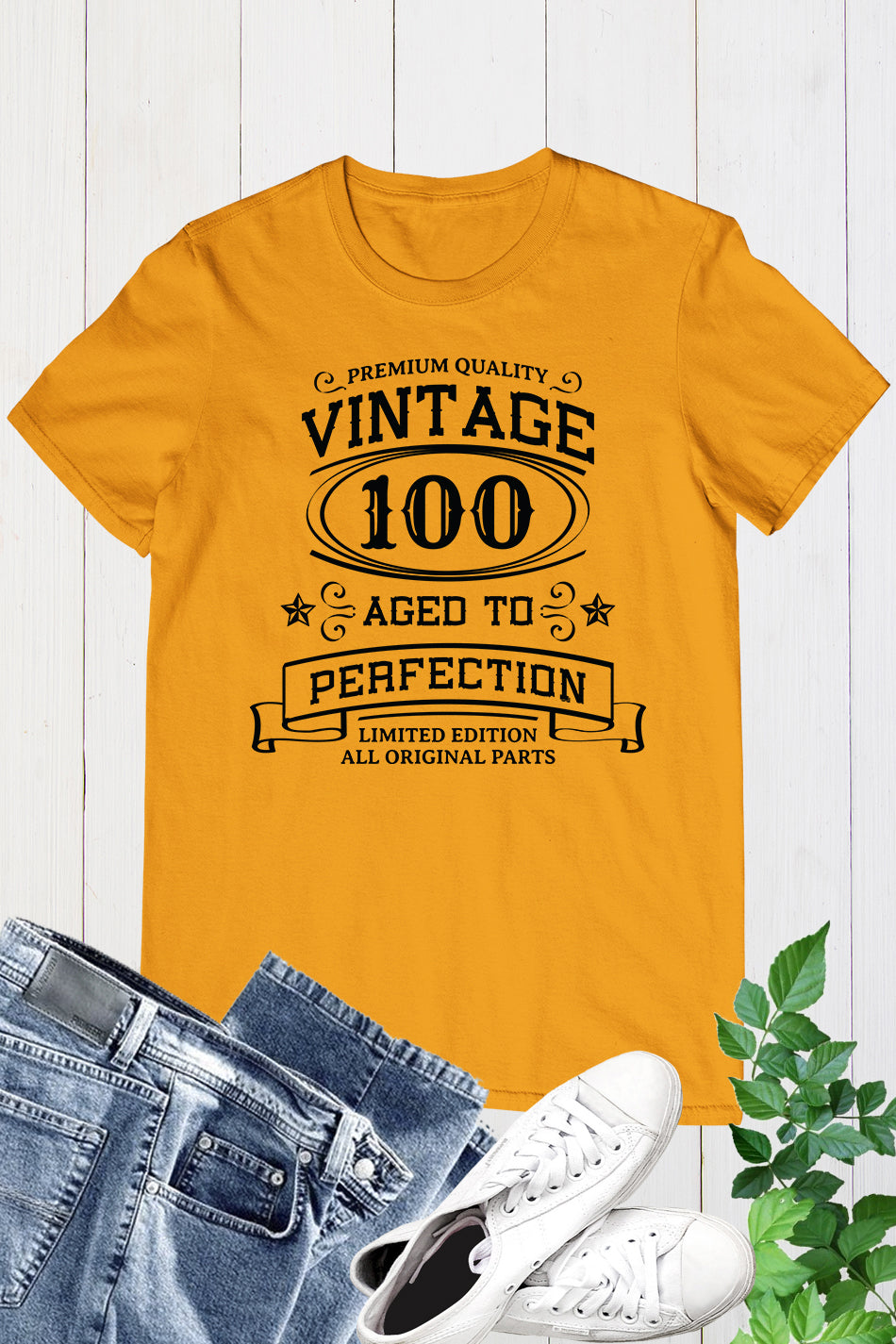 Vintage 100 Aged to Perfection Birthday Gift Tees