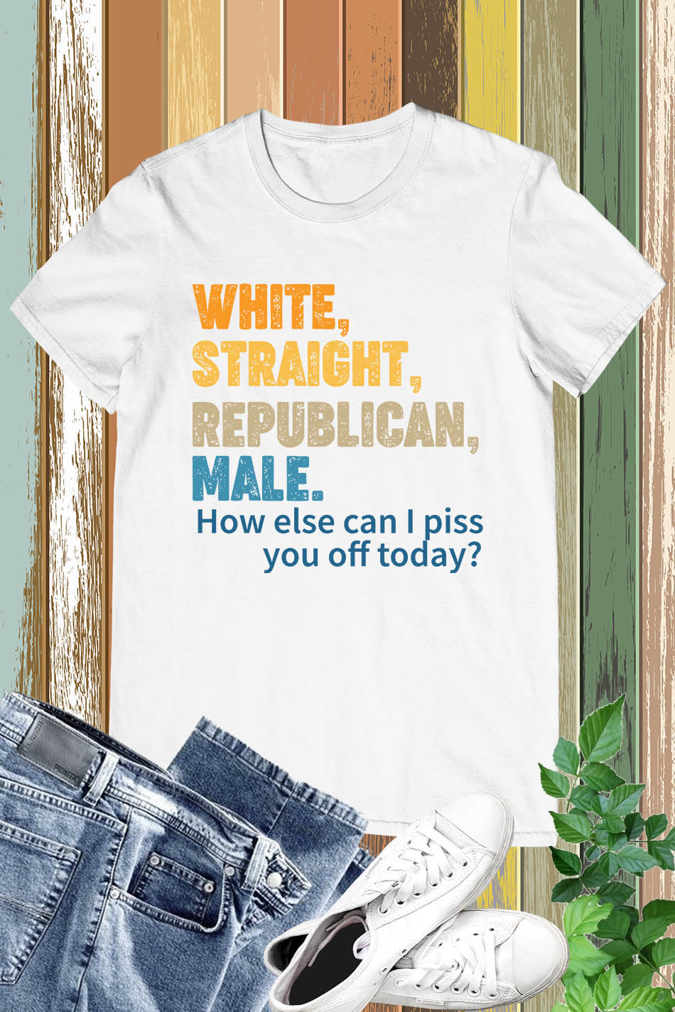 White Straight Republican Male Funny Political Tees