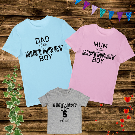 Dad Mum Birthday Boy Family Matching T Shirt