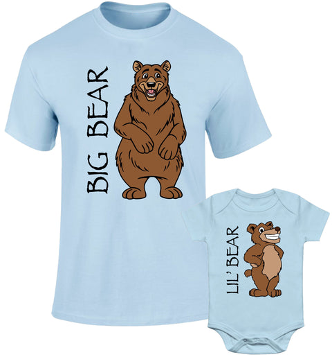 Father Daddy Daughter Dad Son Matching T shirts Big Bear Lil' Bear
