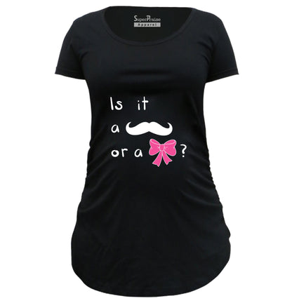 Is It A Mustache or A Bow Pregnancy T Shirts