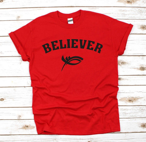 Believer Jesus Christ Fish Sign Christian T Shirt
