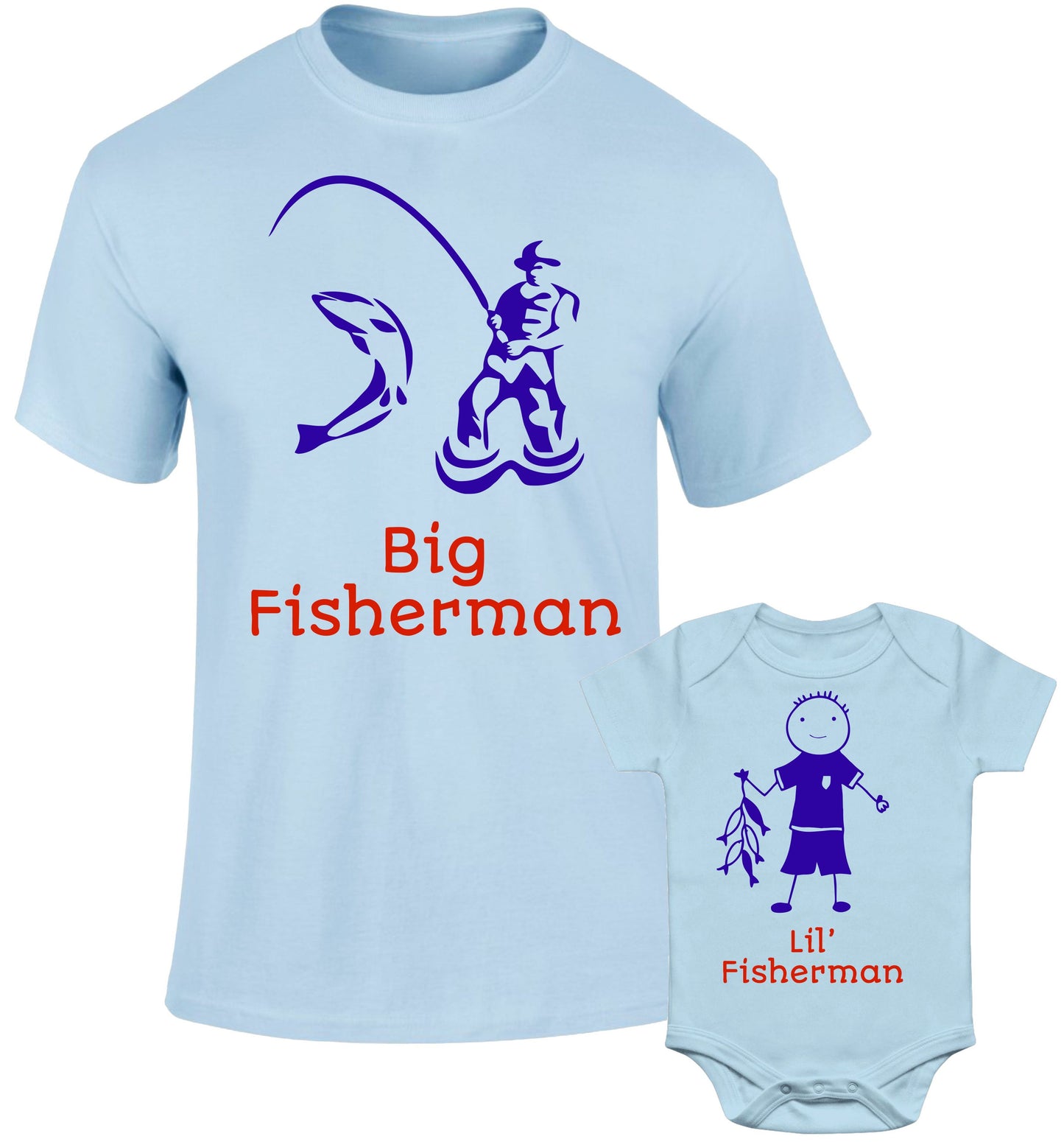 Father Daddy Daughter Dad Son Matching T shirts Big Little Fisherman