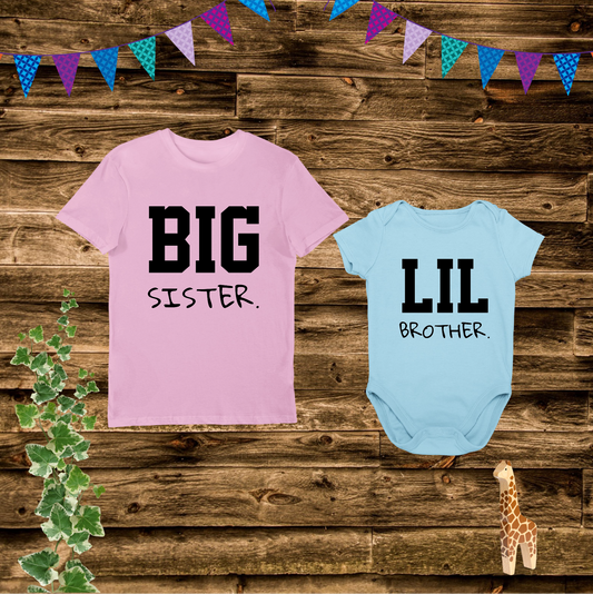 Big Sister Lil Brother Family Matching T Shirt