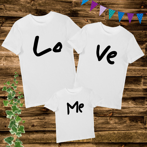Love Me Dad Mum and Kid Baby Family Matching T Shirt