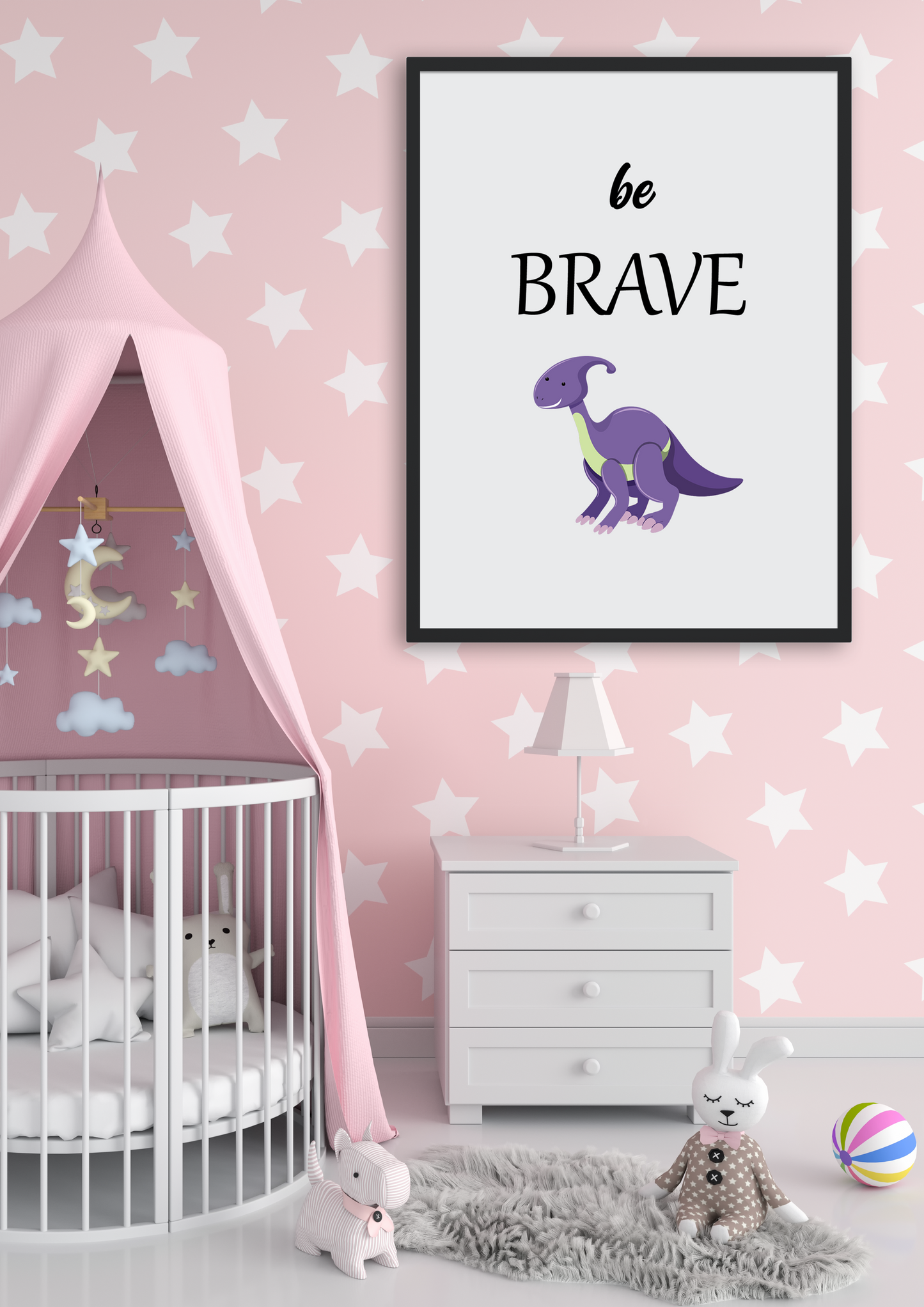 Be Brave Dinosaur Nursery Art Prints