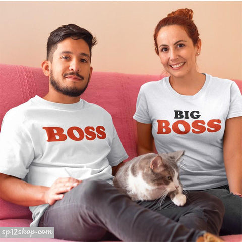 Matching Couple T Shirts Boss Big Boss Husband Wife Funny Clothes