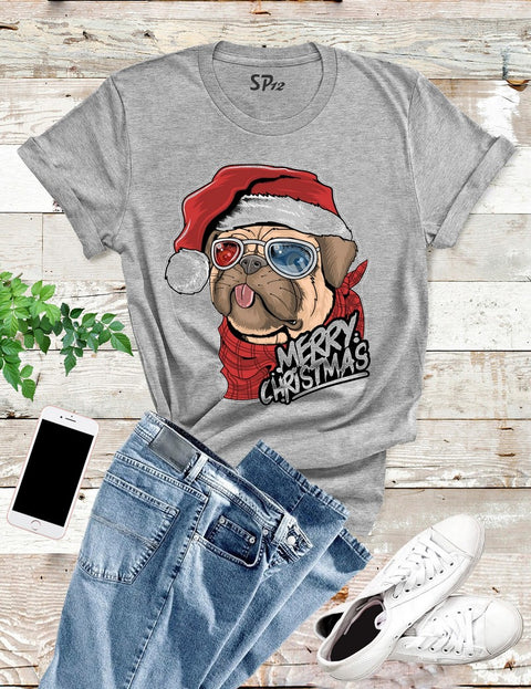 Bulldog-Christmas-T -Shirt-Grey