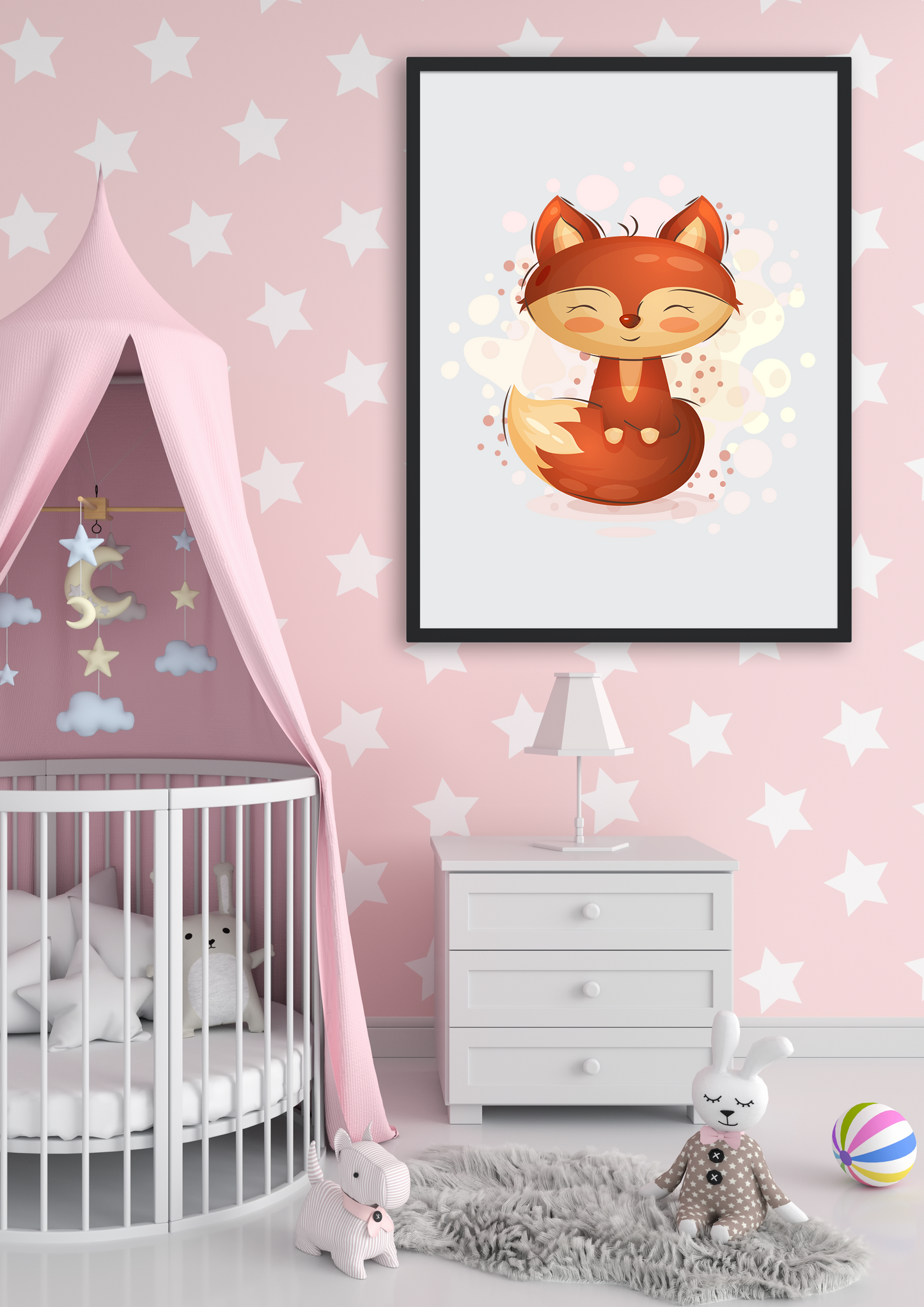 Cute Fox Nursery Wall Art Prints