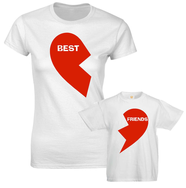 Best Friend Red Hearts Mothers Mum Son Daughter Kids Family Matching T shirts
