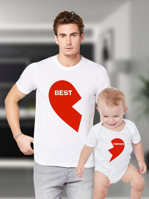 Father Daddy Daughter Dad Son Matching T shirts Best Friends Red Heart