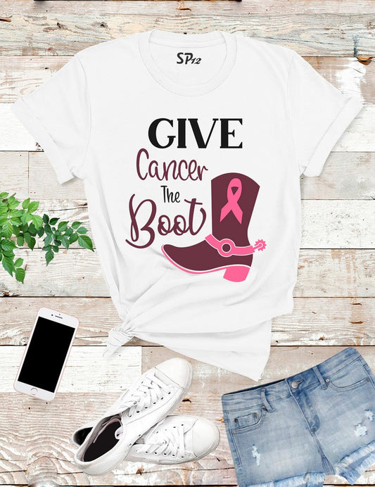 Give-Cancer-The-Boot-T-Shirt-White