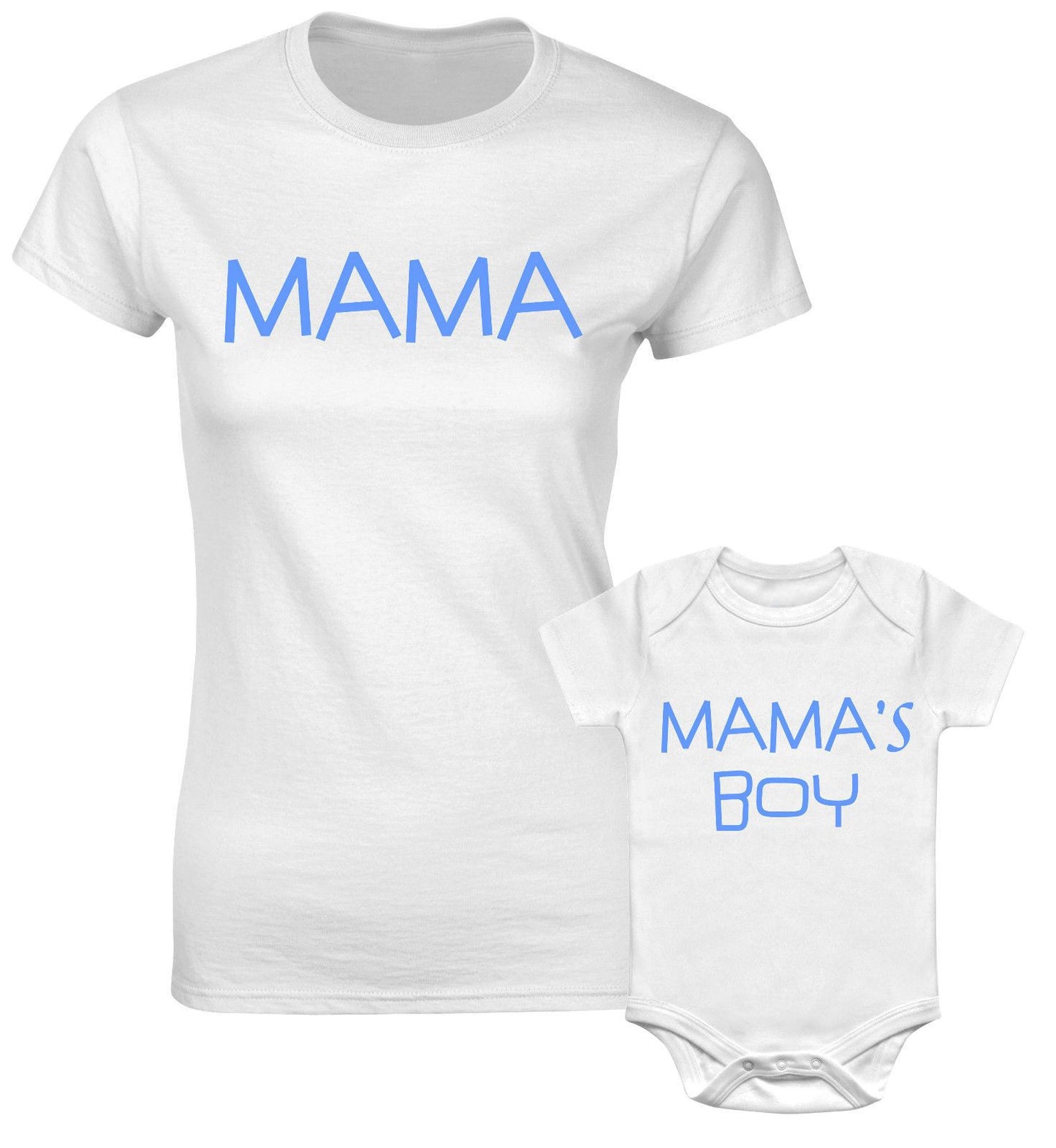 Mama Mama's Boy Mother Mommy Mom Son Family Blue Text Matching T shirts