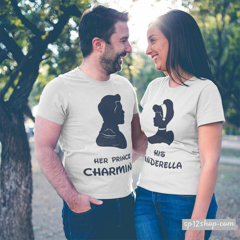Matching Couple T Shirts Her Prince Charming His Cinderella Tees